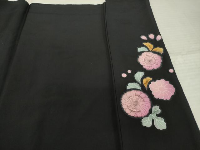 平和屋着物●豪華振袖 作家物 辻が花 絞り 舞花文 暈し染め 黒地 銀通し地 正絹 逸品 AABM2967ck