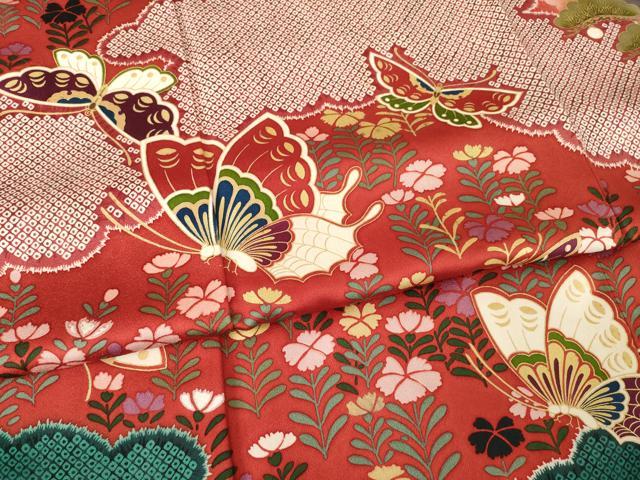平和屋着物●森英恵・HANAE MORI 振袖 花蝶文 暈し染め 正絹 逸品 AABM2969ck