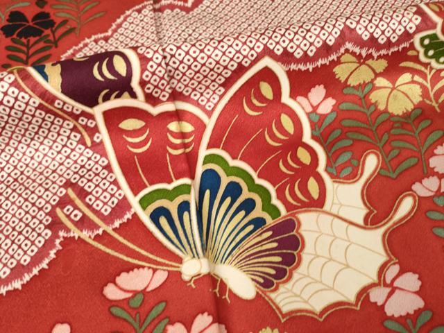 平和屋着物●森英恵・HANAE MORI 振袖 花蝶文 暈し染め 正絹 逸品 AABM2969ck