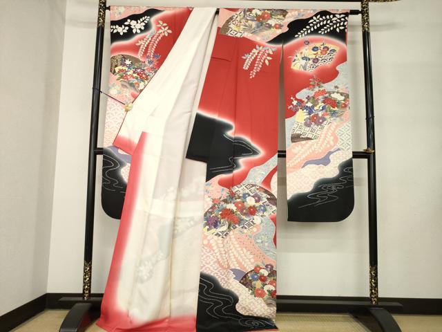 平和屋着物●豪華振袖 駒刺繍 鴛鴦花文 正絹 逸品 AABM2970ck