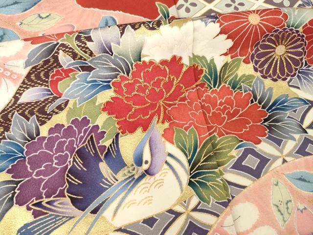平和屋着物●豪華振袖 駒刺繍 鴛鴦花文 正絹 逸品 AABM2970ck