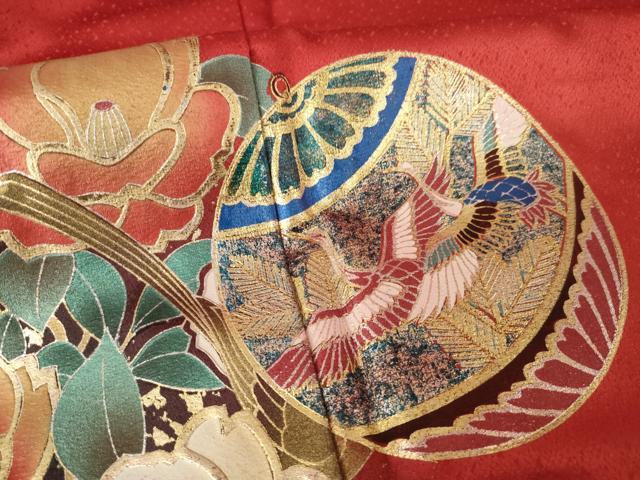 平和屋着物●豪華振袖 花鳥地紋 暈し染め 金彩 正絹 逸品 AABM2978ck
