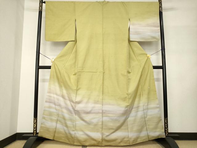 平和屋着物●石川県指定無形文化財 牛首紬 白山工房 手織り 訪問着 霞文 暈し染め 正絹 逸品 AABM2981ck