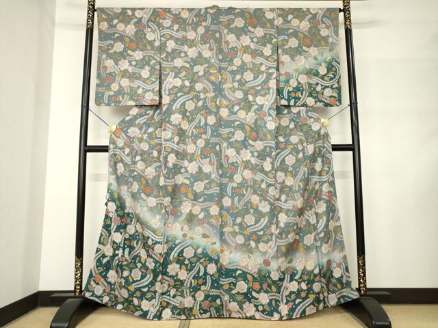 平和屋着物●訪問着 辻が花 草花文 暈し染め 正絹 逸品 AABM2983ck