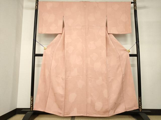 平和屋着物●上質な色無地 色紙重ね地紋 ときがら茶色 正絹 逸品 AABM2985ck