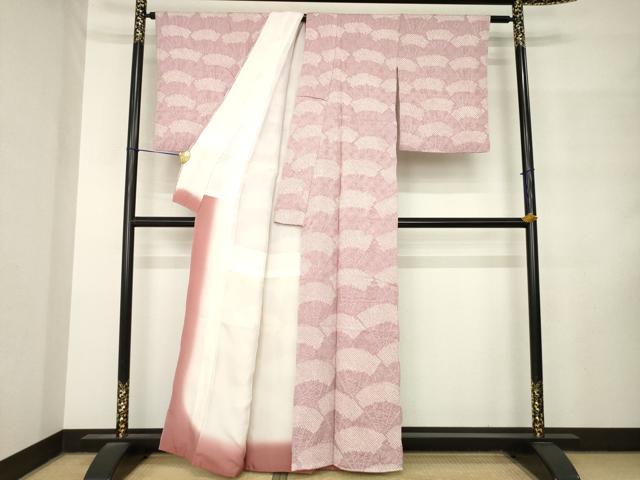 平和屋着物●訪問着 総絞り 扇尽くし 正絹 逸品 AABM2987ck