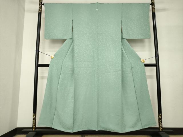 平和屋着物●上質な色無地 花唐草地紋 利休鼠色 正絹 逸品 AABM2997ck