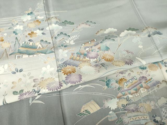 平和屋着物●訪問着 風景文 暈し染め 正絹 逸品 AABM3002ck