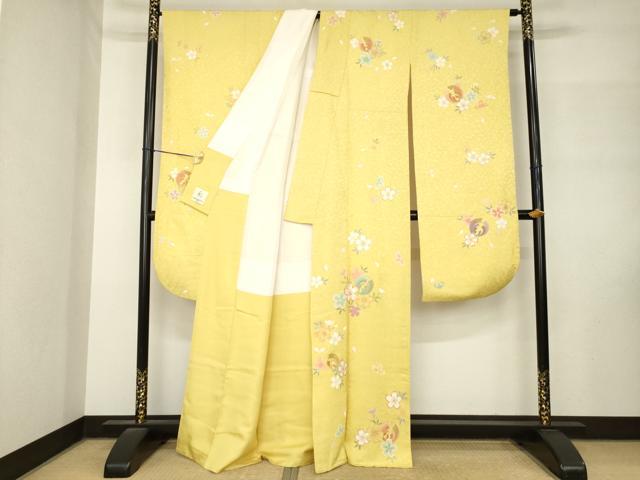 平和屋着物●KUMIKYOKU 振袖 駒刺繍 舞花文 金彩 正絹 逸品 AABM3006ck