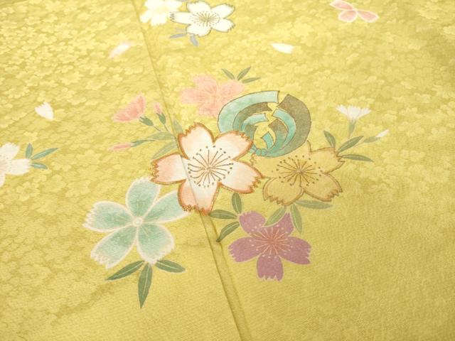 平和屋着物●KUMIKYOKU 振袖 駒刺繍 舞花文 金彩 正絹 逸品 AABM3006ck