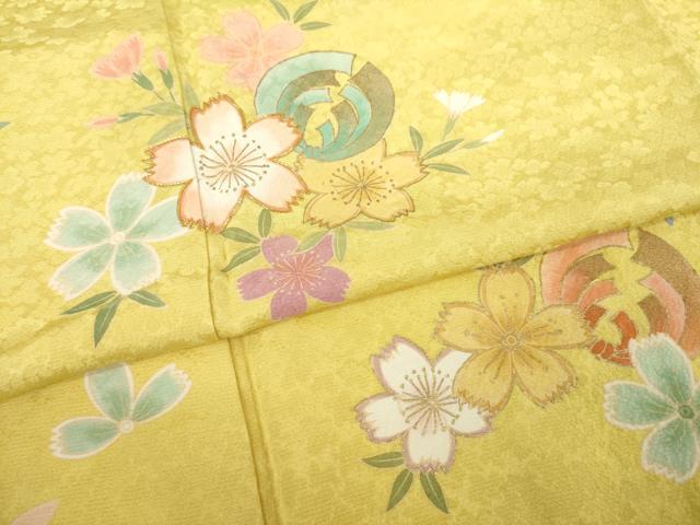 平和屋着物●KUMIKYOKU 振袖 駒刺繍 舞花文 金彩 正絹 逸品 AABM3006ck