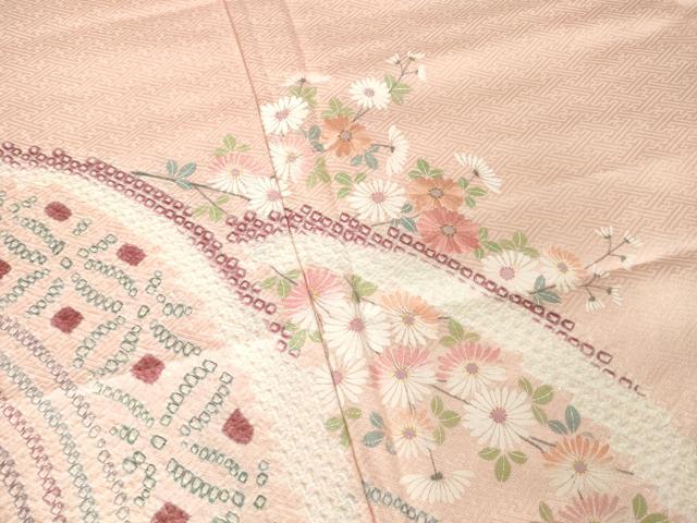 平和屋着物●訪問着 絞り 刺繍 枝垂れ流水花文 正絹 逸品 AABM3008ck