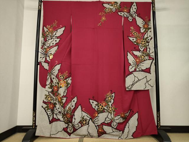 平和屋着物●豪華振袖 駒刺繍 舞花文 正絹 逸品 AABM3014ck