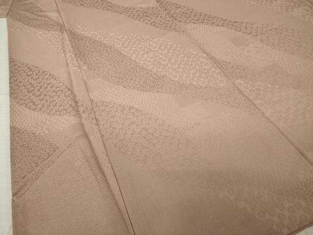 平和屋着物●上質な色無地 霞吉祥地紋 赤白橡色 正絹 逸品 AABM3015ck