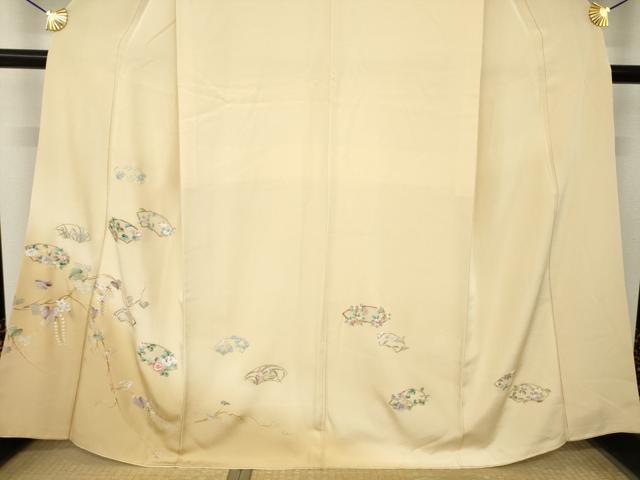 平和屋着物●訪問着 総刺繍 地紙花文 暈し染 正絹 逸品 AABM3024ck