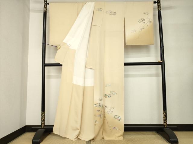 平和屋着物●訪問着 総刺繍 地紙花文 暈し染 正絹 逸品 AABM3024ck