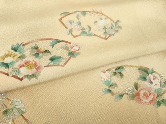 平和屋着物●訪問着 総刺繍 地紙花文 暈し染 正絹 逸品 AABM3024ck