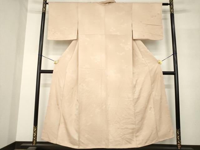 平和屋着物●上質な色無地 雲取り花地紋 赤白橡色 正絹 逸品 AABM3025ck