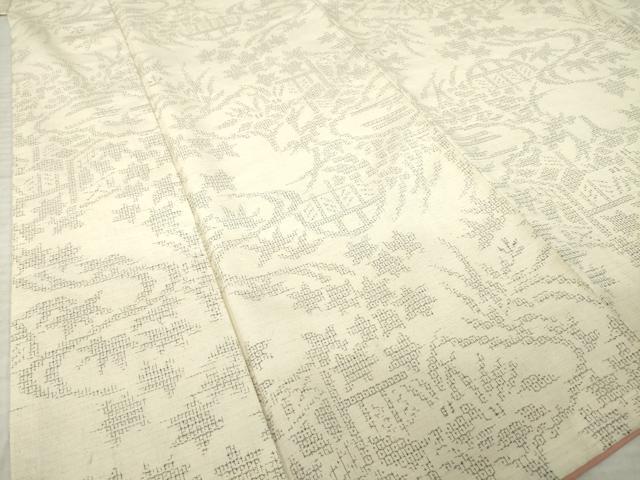 平和屋着物●結城紬 80亀甲 流水花籬文 正絹 逸品 AABM3027ck