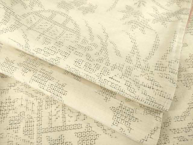 平和屋着物●結城紬 80亀甲 流水花籬文 正絹 逸品 AABM3027ck