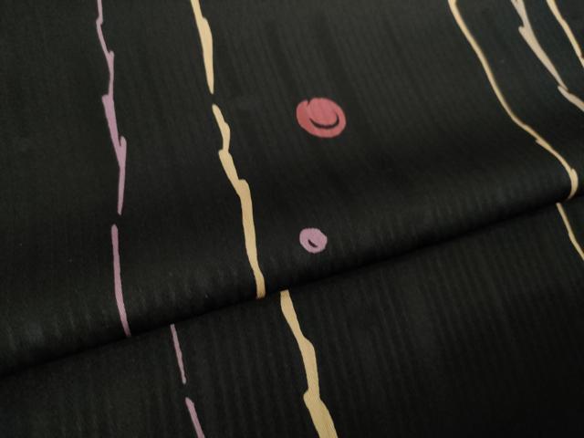 平和屋着物●上質な小紋 変わり縞 黒地 正絹 逸品 AABM3045ck