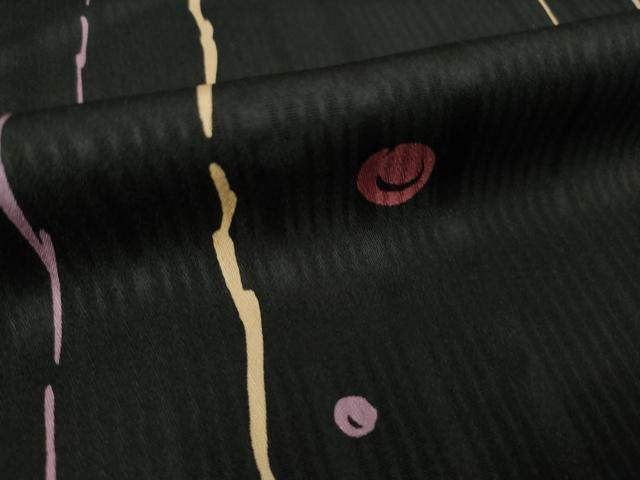平和屋着物●上質な小紋 変わり縞 黒地 正絹 逸品 AABM3045ck