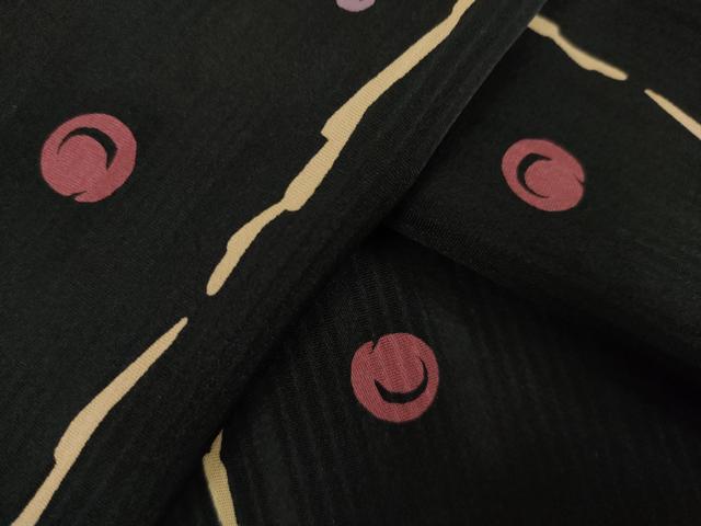 平和屋着物●上質な小紋 変わり縞 黒地 正絹 逸品 AABM3045ck
