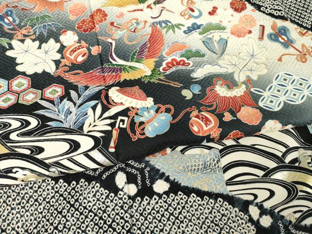 平和屋着物●豪華振袖 総絞り 飛鶴宝尽くし 暈し染め 正絹 逸品 AABM3047ck