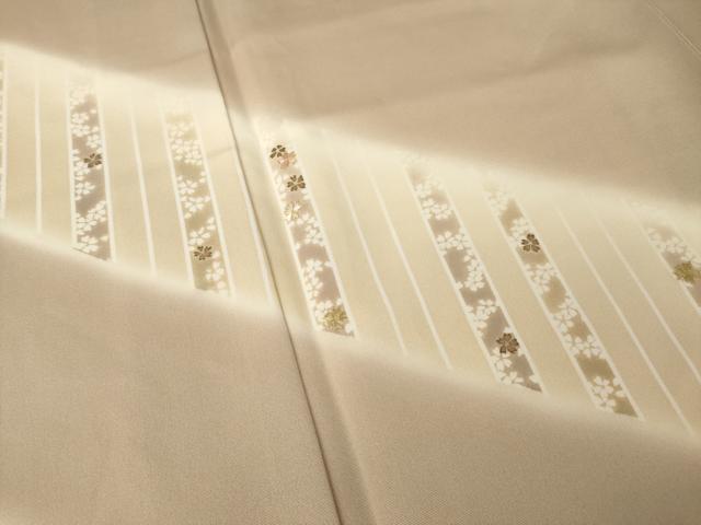 平和屋着物●訪問着 刺繍 斜縞花文 暈し染め 金糸 金彩 正絹 逸品 AABM3056ck