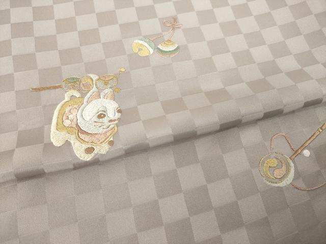 平和屋着物●上質な小紋 総刺繍 玩具文 金糸 正絹 逸品 AABM3057ck