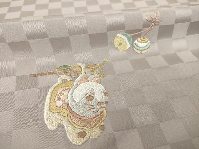 平和屋着物●上質な小紋 総刺繍 玩具文 金糸 正絹 逸品 AABM3057ck