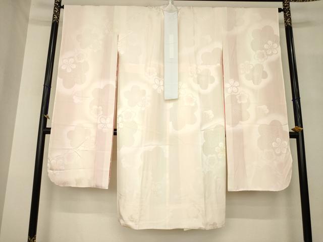 平和屋着物●振袖用長襦袢 袷 舞梅文 半衿刺繍 正絹 逸品 AABM3060ck