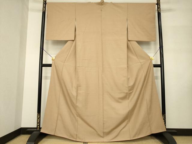 平和屋着物●結城紬 色無地 柴染色 反端付き 正絹 逸品 AABM3062ck