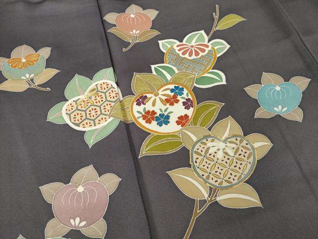 平和屋着物●訪問着 駒刺繍 橘 金彩 正絹 逸品 AABM3065ck