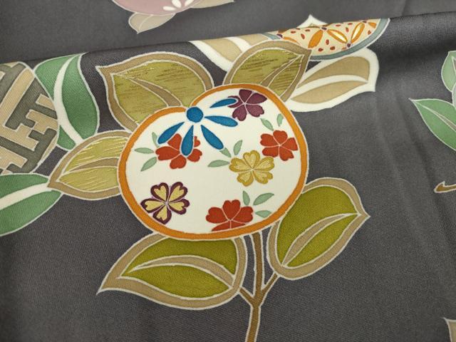 平和屋着物●訪問着 駒刺繍 橘 金彩 正絹 逸品 AABM3065ck