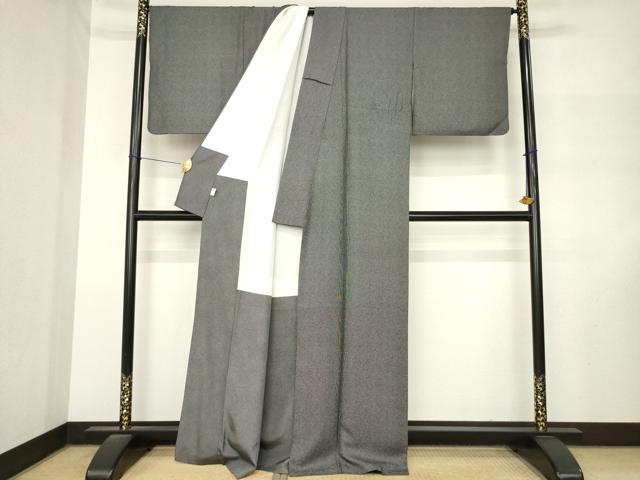 平和屋着物●伝統工芸師 服部光擴 江戸小紋 角通し 黒地 正絹 逸品 AABM3068ck