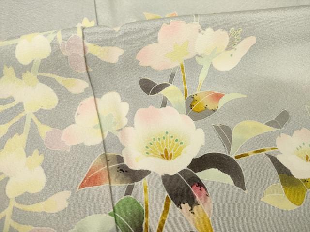 平和屋着物●京加賀友禅 百貫石峰 訪問着 枝花文 ロング丈 正絹 逸品 AABM3070ck