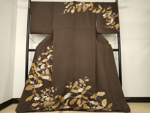 平和屋着物●訪問着 花蔦草文 金彩 ロング丈 正絹 逸品 AABM3074ck
