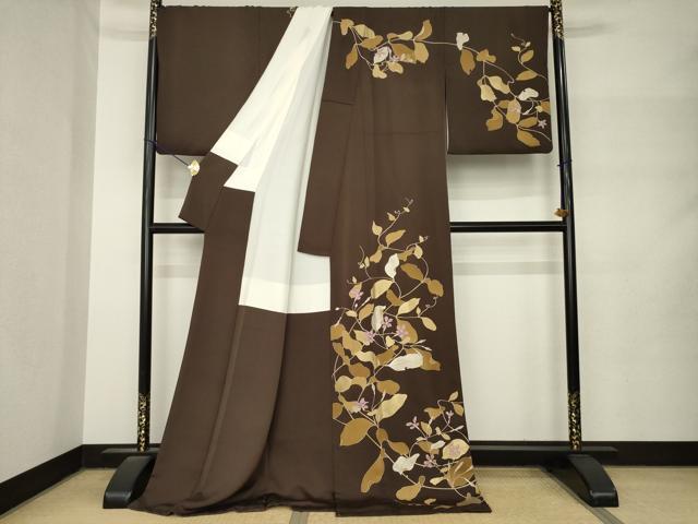 平和屋着物●訪問着 花蔦草文 金彩 ロング丈 正絹 逸品 AABM3074ck