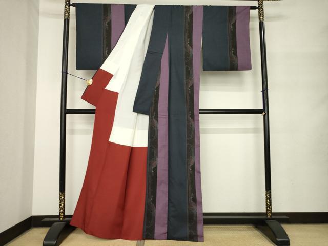 平和屋着物●本場大島紬 7マルキ 鳳凰間道 正絹 逸品 AABM3077ck