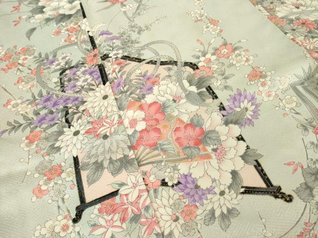 平和屋着物●豪華振袖 几帳花文 金彩 正絹 逸品 AABM3079ck