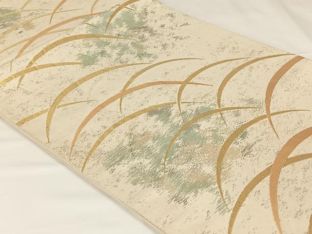 平和屋着物◎六通柄袋帯 芝 金銀糸 正絹 逸品 AABM3083dk