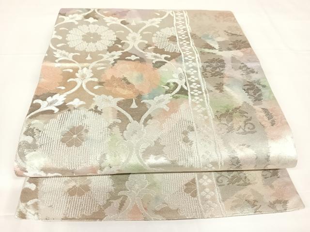 平和屋着物◎六通柄袋帯 正絹高級 手織 古都錦 花唐草文 金銀糸 引箔 正絹 逸品 AABM3102dk