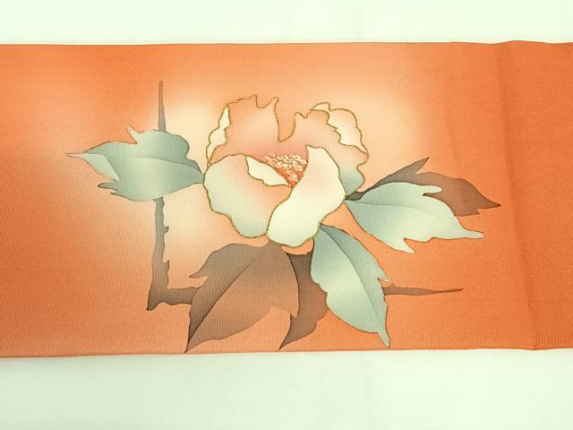平和屋着物◎塩瀬 九寸名古屋帯 枝花文 金彩 暈し染め 正絹 逸品 AABM3103dk