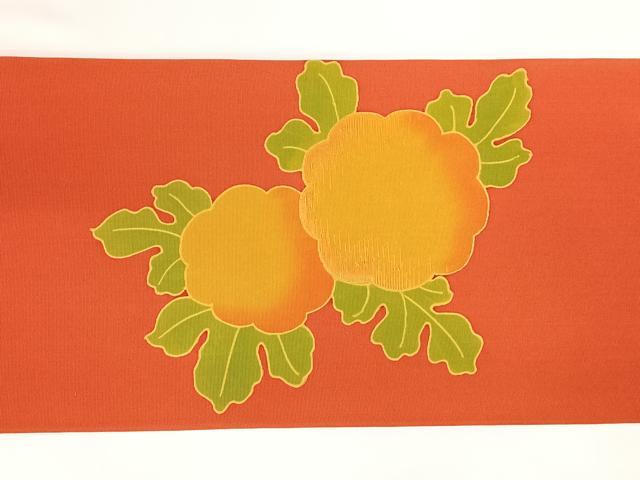 平和屋着物◎塩瀬 九寸名古屋帯 刺繍 草花文 正絹 逸品 AABM3108dk