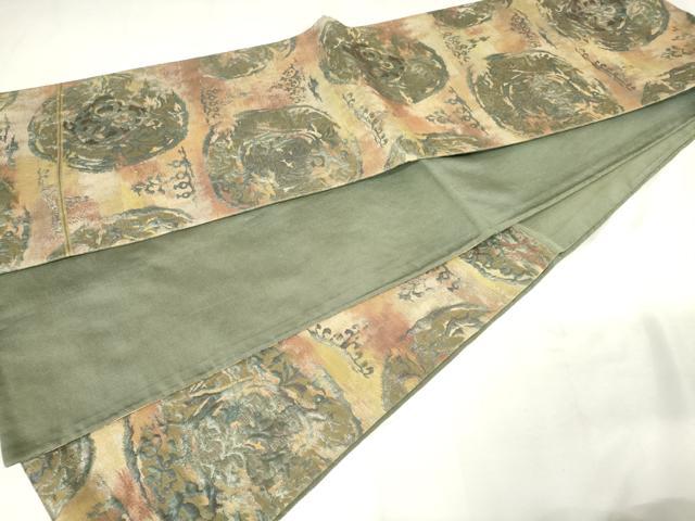 平和屋着物◎六通柄袋帯 ふくれ織 花丸文 金銀糸 正絹 逸品 AABM3121od