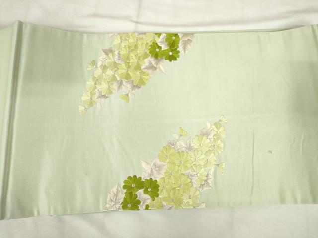 平和屋着物◎太鼓柄袋帯 総刺繍 草花文 銀糸 正絹 逸品 AABM3131od