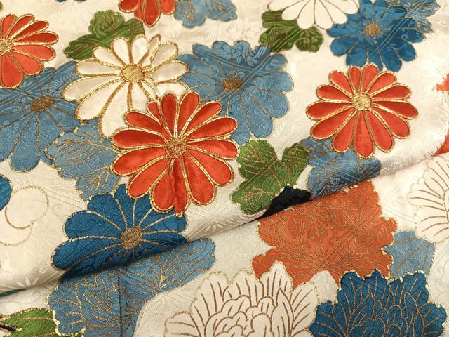 平和屋着物●豪華振袖 駒刺繍 絞り 御所車花文 金彩 正絹 逸品 AABM3243ph