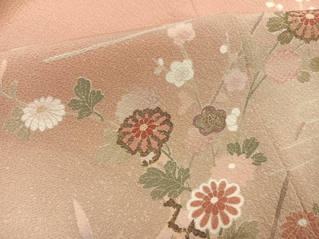 平和屋着物●訪問着 刺繍 草花籬文 暈し染め 金糸 正絹 逸品 AABM3248ph