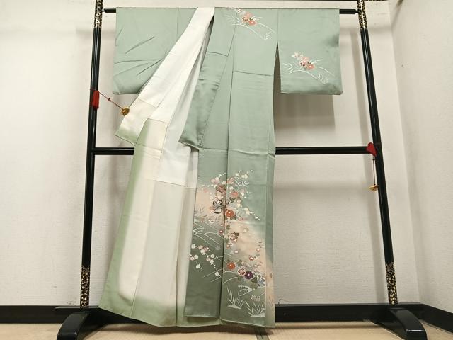 平和屋着物●訪問着 御所車花文 暈し染め 金彩 正絹 逸品 AABM3250ph